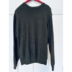 IZOD Men's Sweater Large Dark‎ Green Pullover Knit Crewneck Casual Ribbed